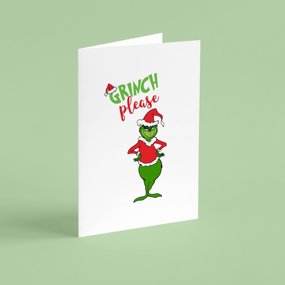 Grinch Please Greeting Card Set - Grinch Christmas Card Set - Set of 2 Cards